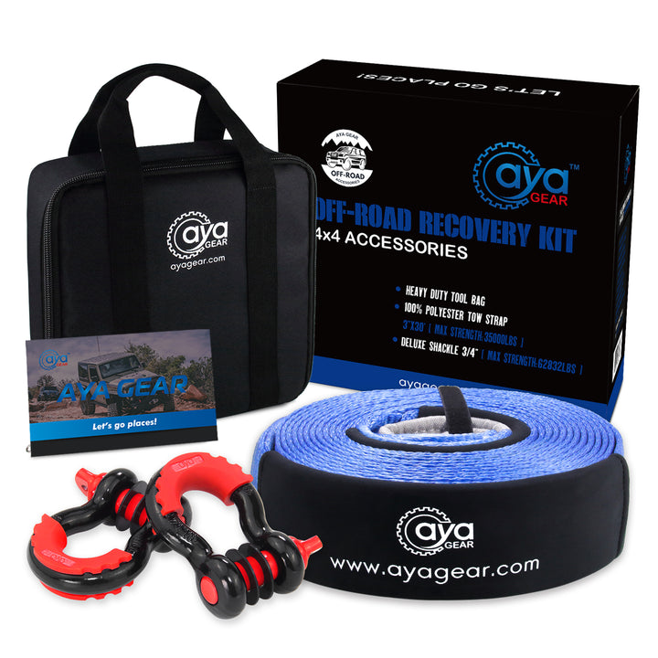 3inX20ft Tow Strap and D ring shackles set