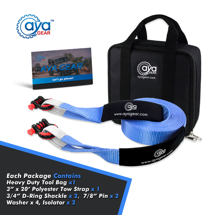 tow straps and D ring shackles set package