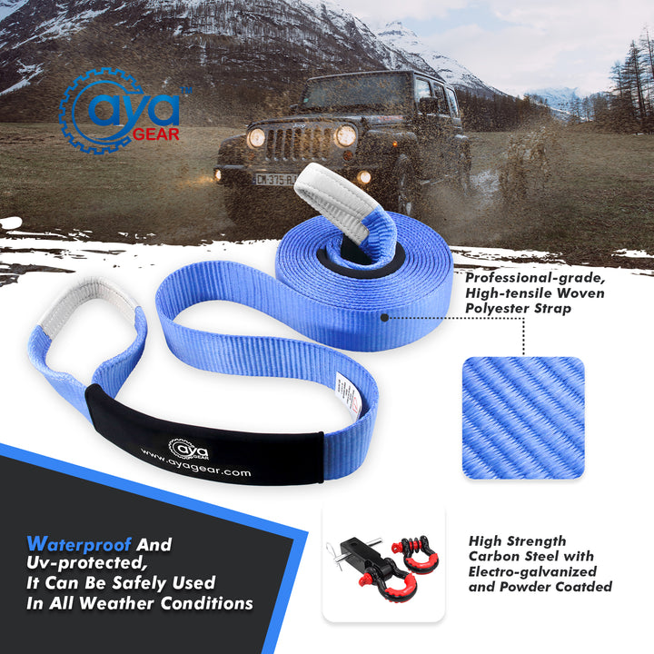 High-tensile woven polyster tow straps waterproof and UV-protect