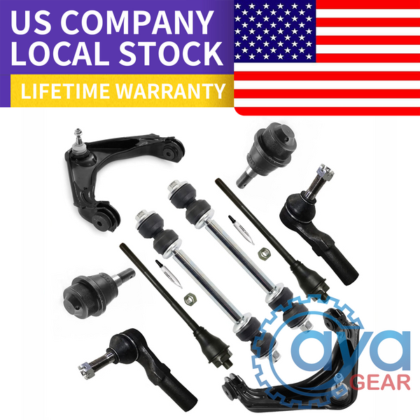 10pcs Front Upper Control Arm Kit Tie Rod for Chevrolet GMC Silverado Sierra 2500 HD