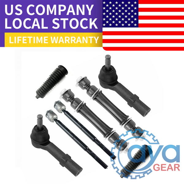 8pcs Front Tie Rod Ends Sway Bars For 2007-2014 Chevy Silverado 1500 Tahoe Avalanche