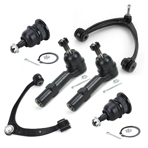 6pcs Front Control Arm w/ Ball Joint Tie Rod End for Cadillac Escalade Chevy GMC