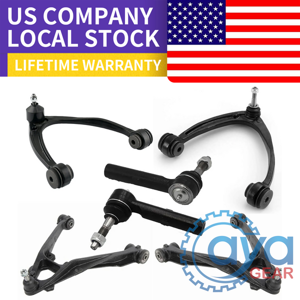 6pcs Front Upper Lower Control Arm Tie Rod for Chevy Silverado GMC Sierra Cadillac