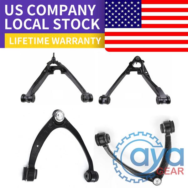 4pcs Black Front Upper Lower Control Arm Fit